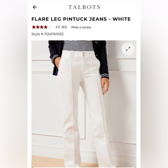 Talbots Crisp White Flare Leg Jeans -Size 12P - Picture 4 of 10